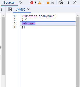 function anonymous debugger in google chrome